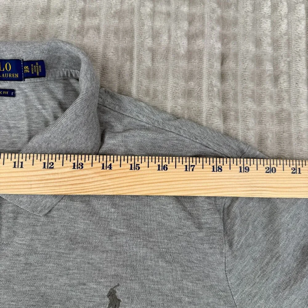 Polo Ralph Lauren Men's Shirt XXL Gray Classic Fit Gray‎ Pony Preppy Stretch